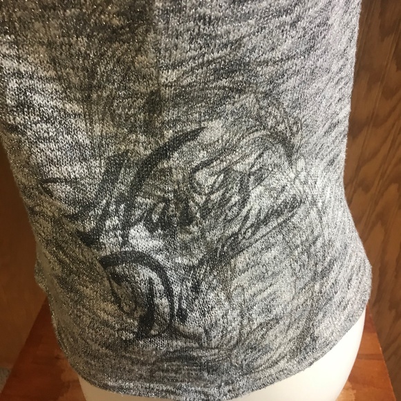 Harley Davidson Gray/Silver Sequined Sweater - Picture 4 of 5